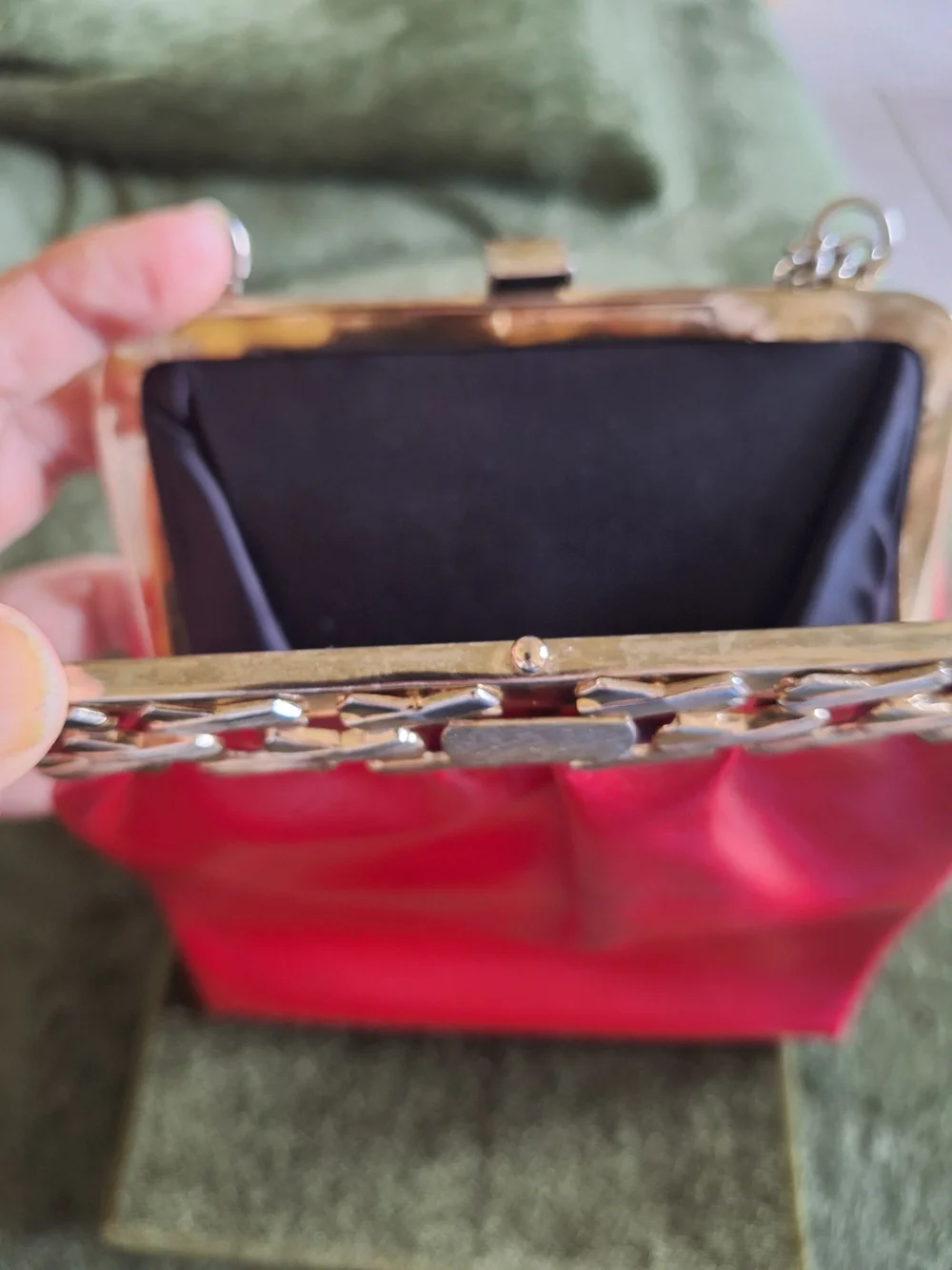 Red Vintage Evening Bag with Goldtone Frame